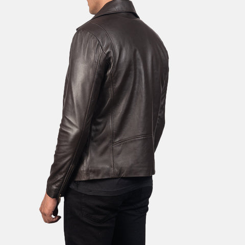 Noah Brown Leather Biker Jacket Up to 5XL