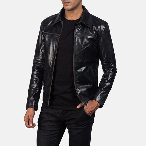 Mystical Black Leather Jacket Up to 5XL