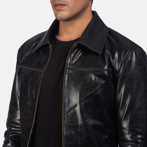 Mystical Black Leather Jacket Up to 5XL