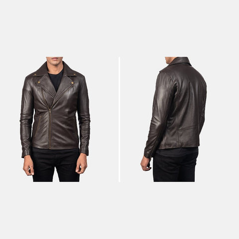 Noah Brown Leather Biker Jacket Up to 5XL