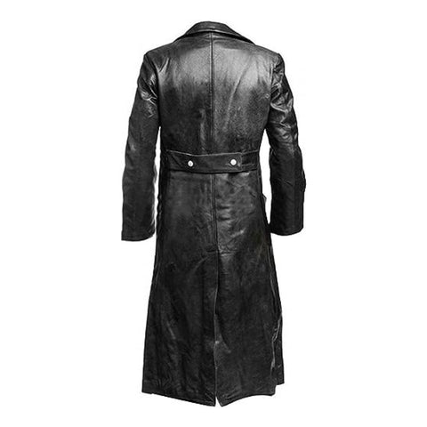 Long Leather Trench Coat With Classy Design